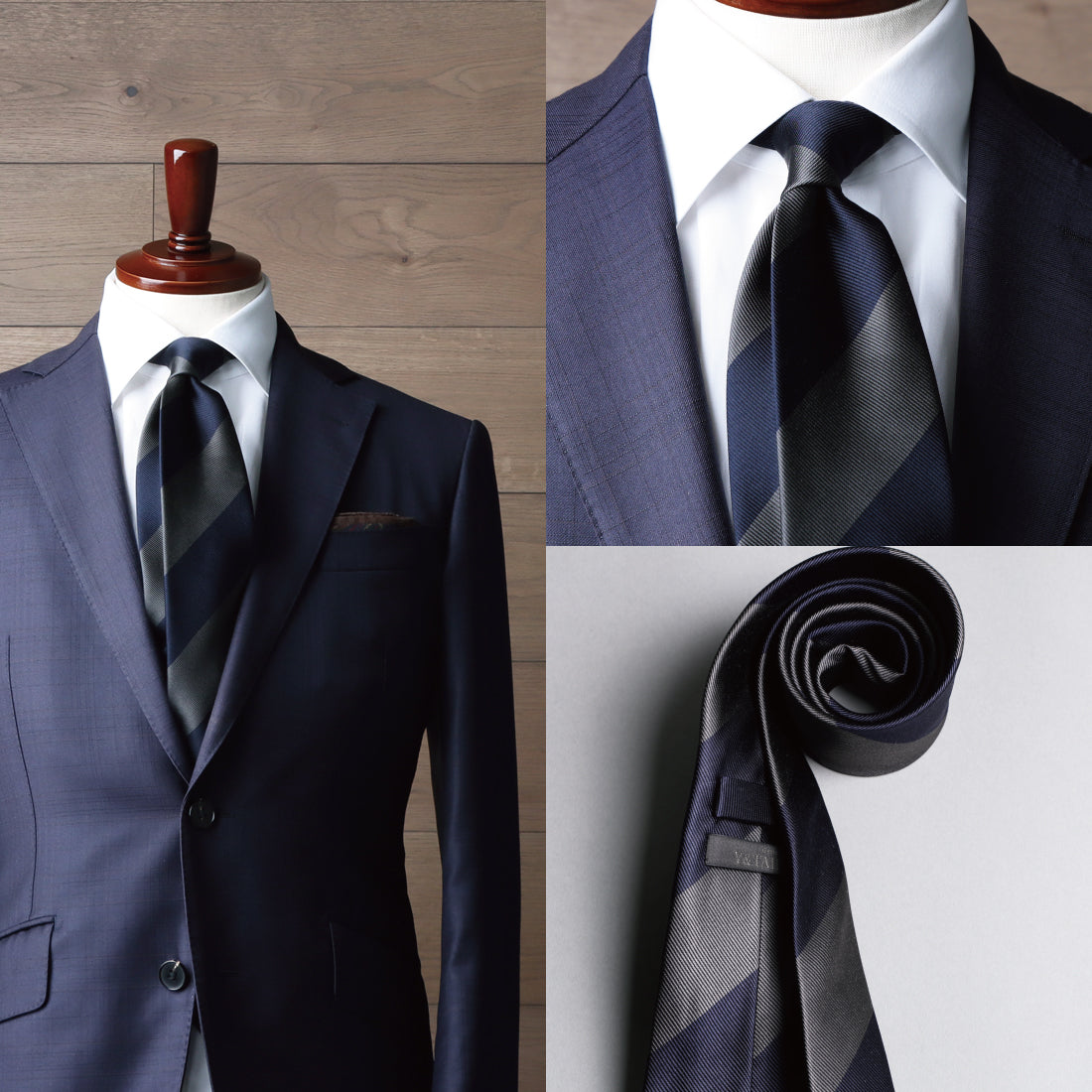 シルク ニ段 ストライプ 12レップ 4colors ハイクオリティ