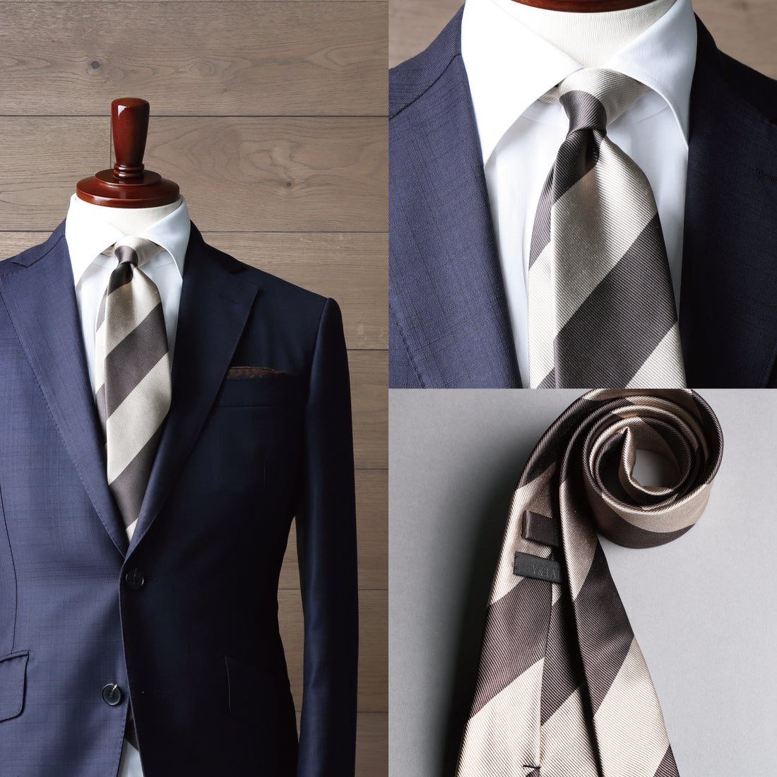 シルク ニ段 ストライプ 12レップ 4colors ハイクオリティ