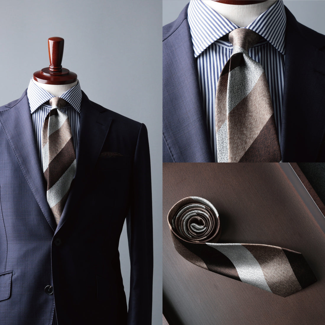 シルク メランジ 3色ストライプ 2colors