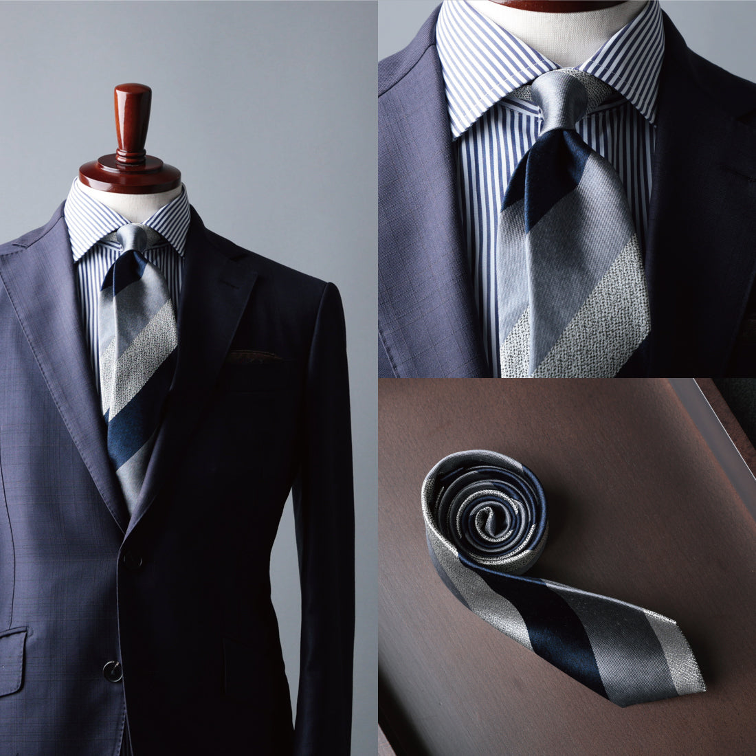 シルク メランジ 3色ストライプ 2colors