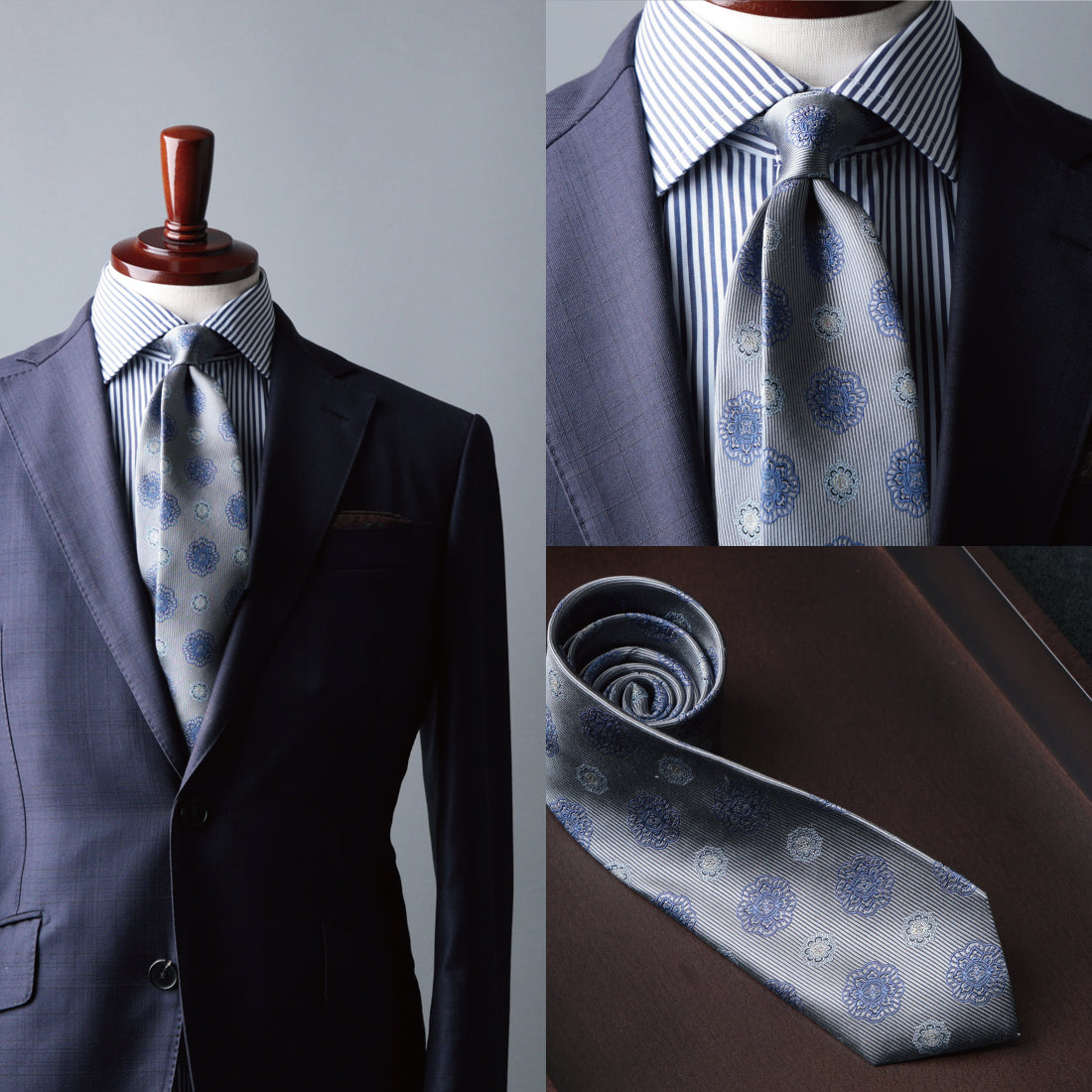 シルク 大柄小紋 3colors ハイクオリティ