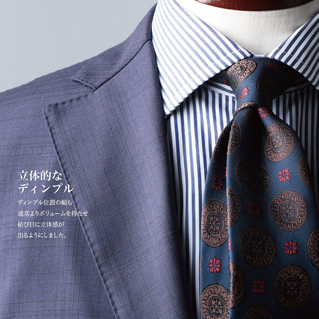 シルク 大柄小紋 ネイビー ピンク ハイクオリティ