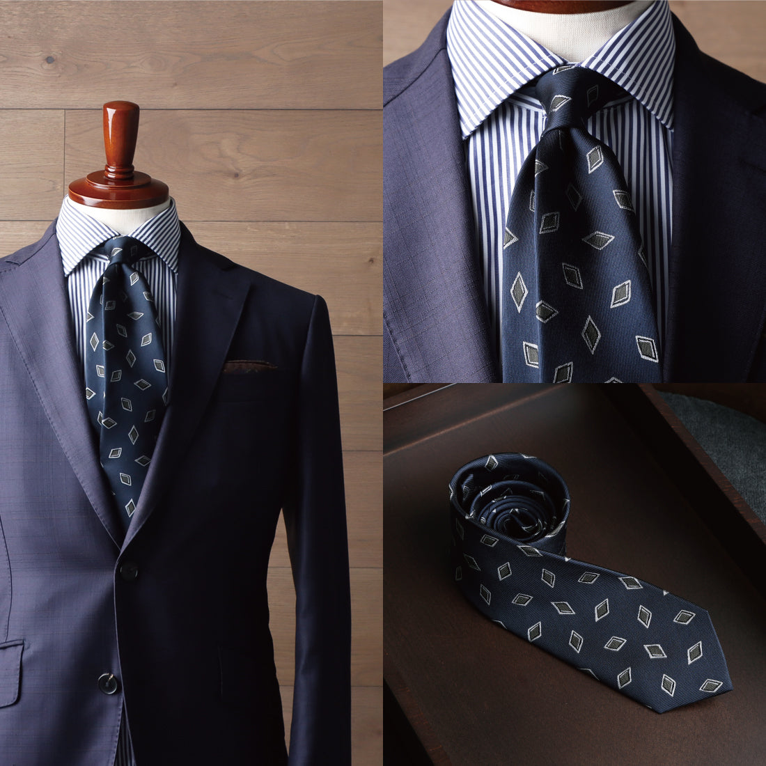 シルク 菱形 小紋 2colors ハイクオリティ