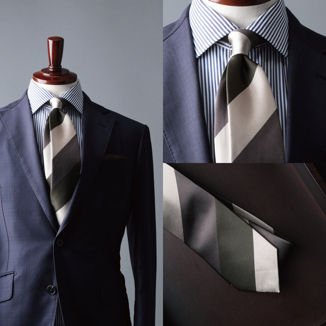 シルク 三段 ストライプ 12レップ ハイクオリティ