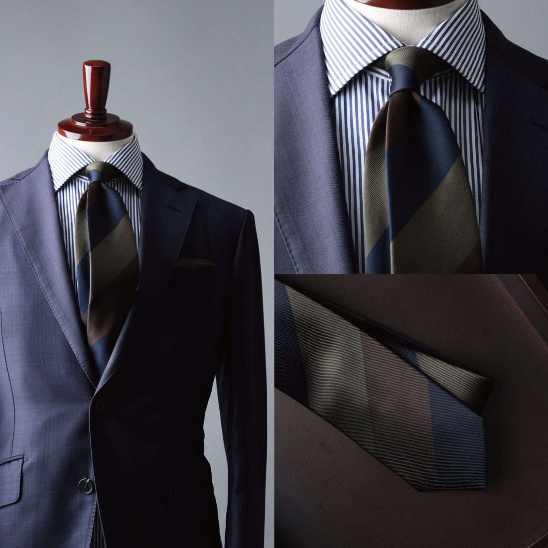 シルク 三段 ストライプ 12レップ ハイクオリティ