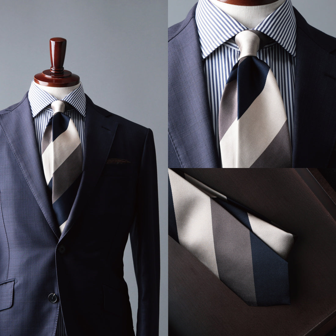 シルク 三段 ストライプ 12レップ ハイクオリティ