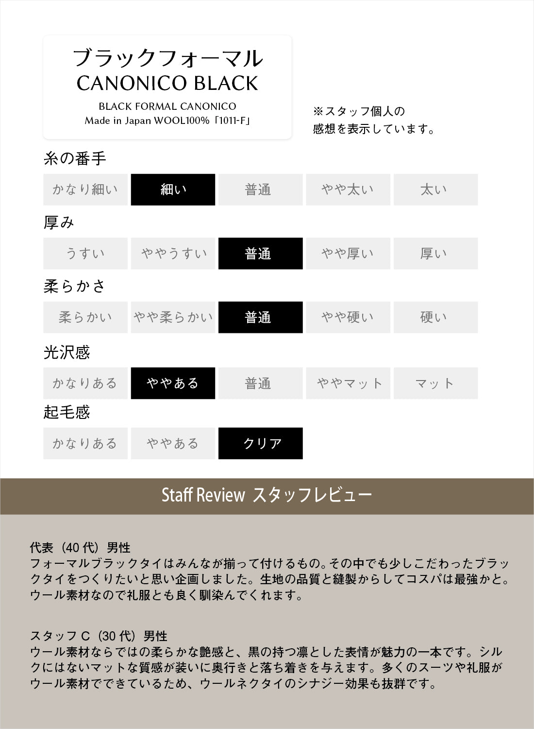 CANONICO ウール ソリッド ブラック