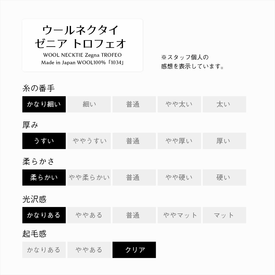 Zegna TROFEO ウール 4types