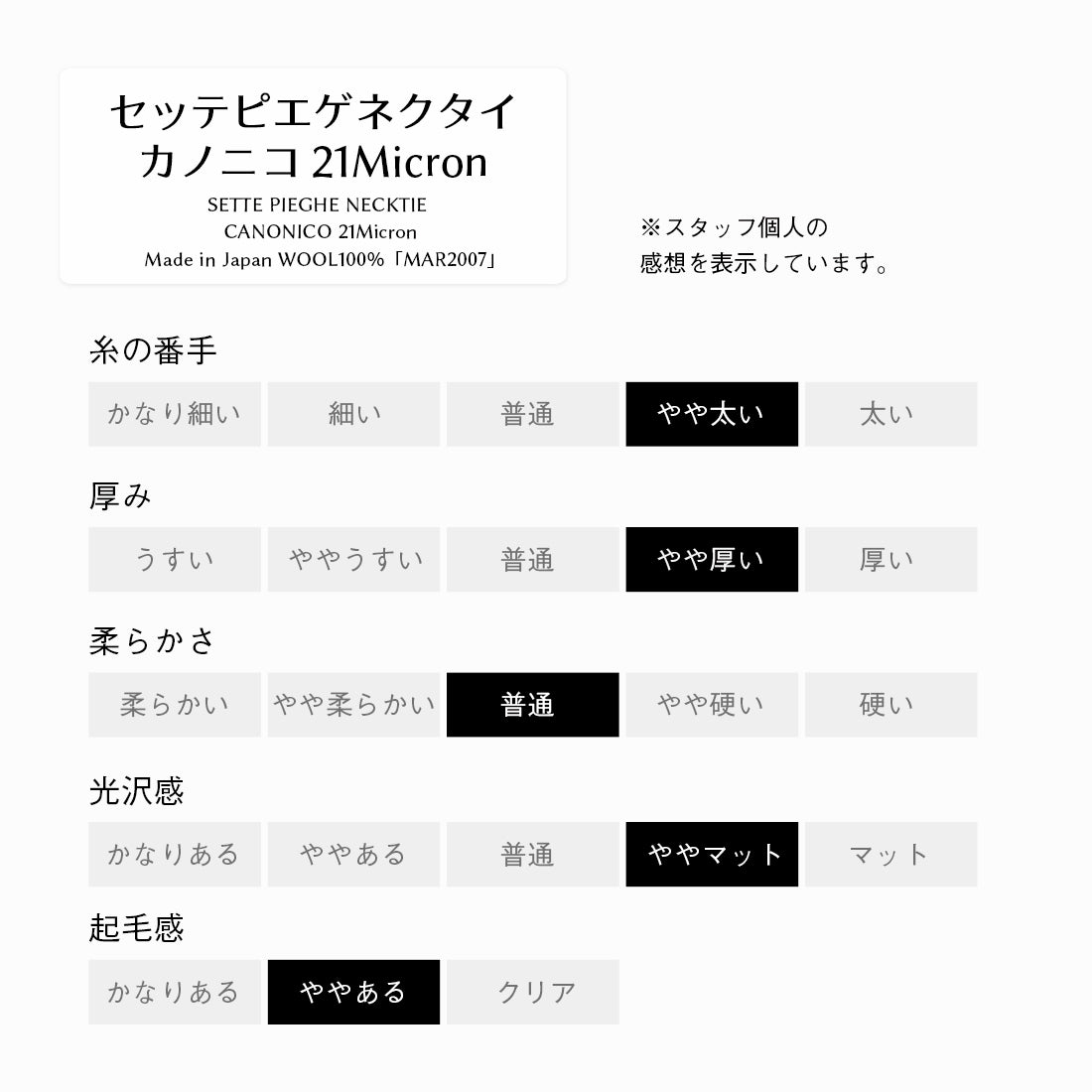 ウール セッテピエゲ CANONICO 21Micron 2VARIATIONS