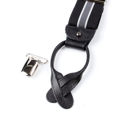 サスペンダー アルバートサーストン 英国製 35mm ブラック×グレーライン