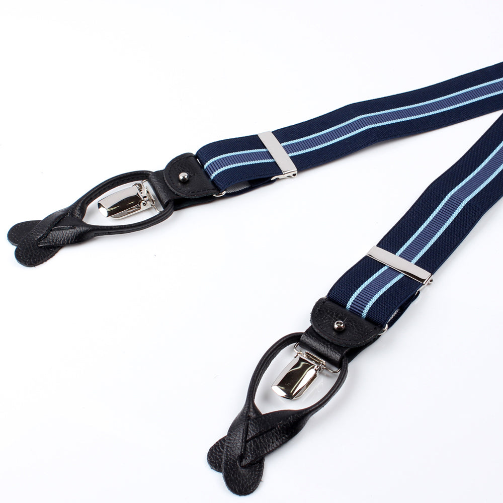 サスペンダー アルバートサーストン 英国製 35mm ネイビー×ブルーライン