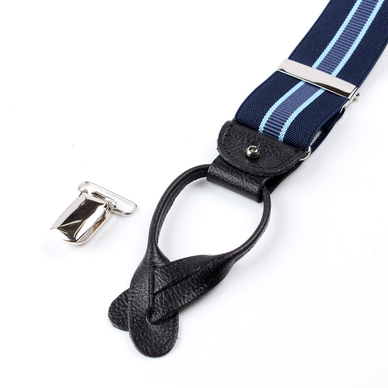 サスペンダー アルバートサーストン 英国製 35mm ネイビー×ブルーライン