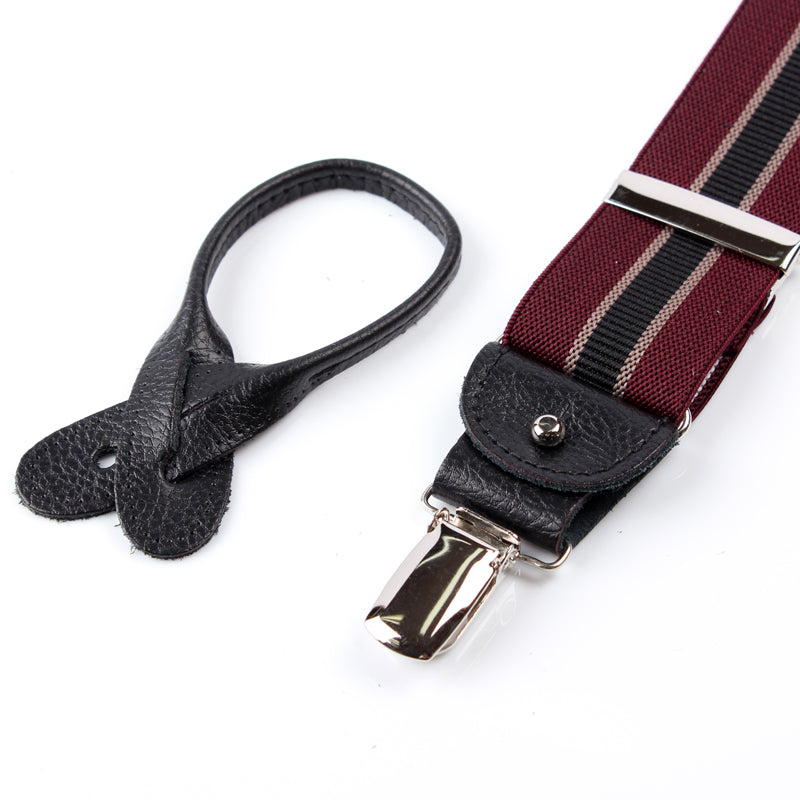 サスペンダー アルバートサーストン 英国製 35mm ワイン×ブラックライン