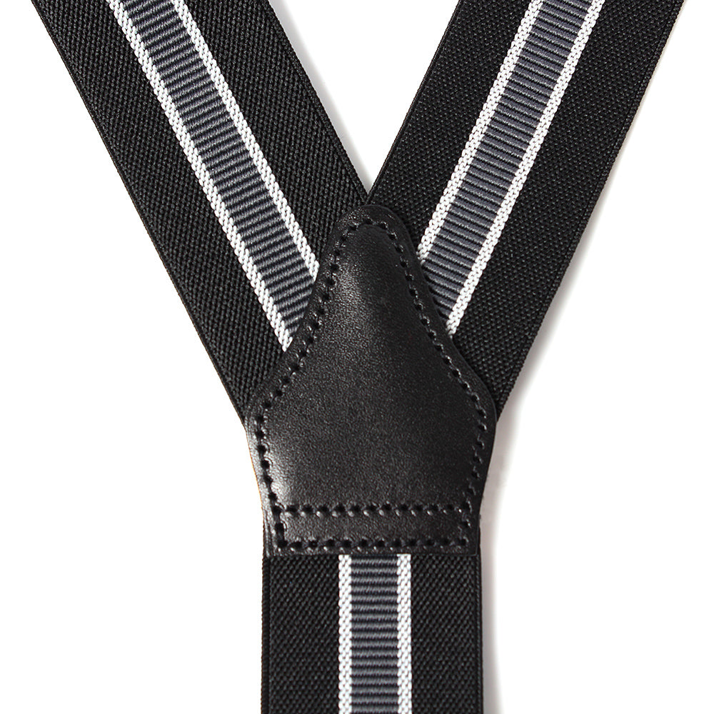 サスペンダー アルバートサーストン 英国製 35mm ブラック×グレーライン