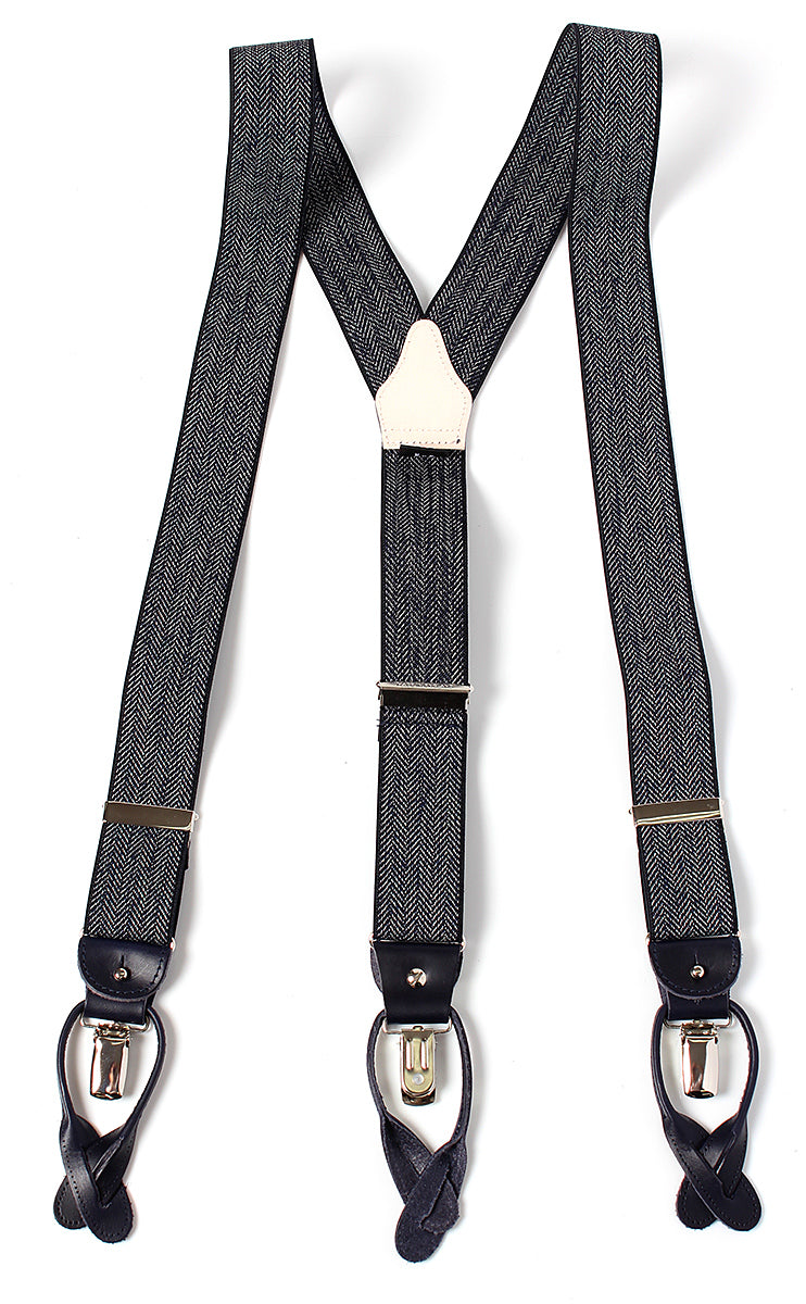 サスペンダー アルバートサーストン 英国製 35mm ヘリンボーンネイビー