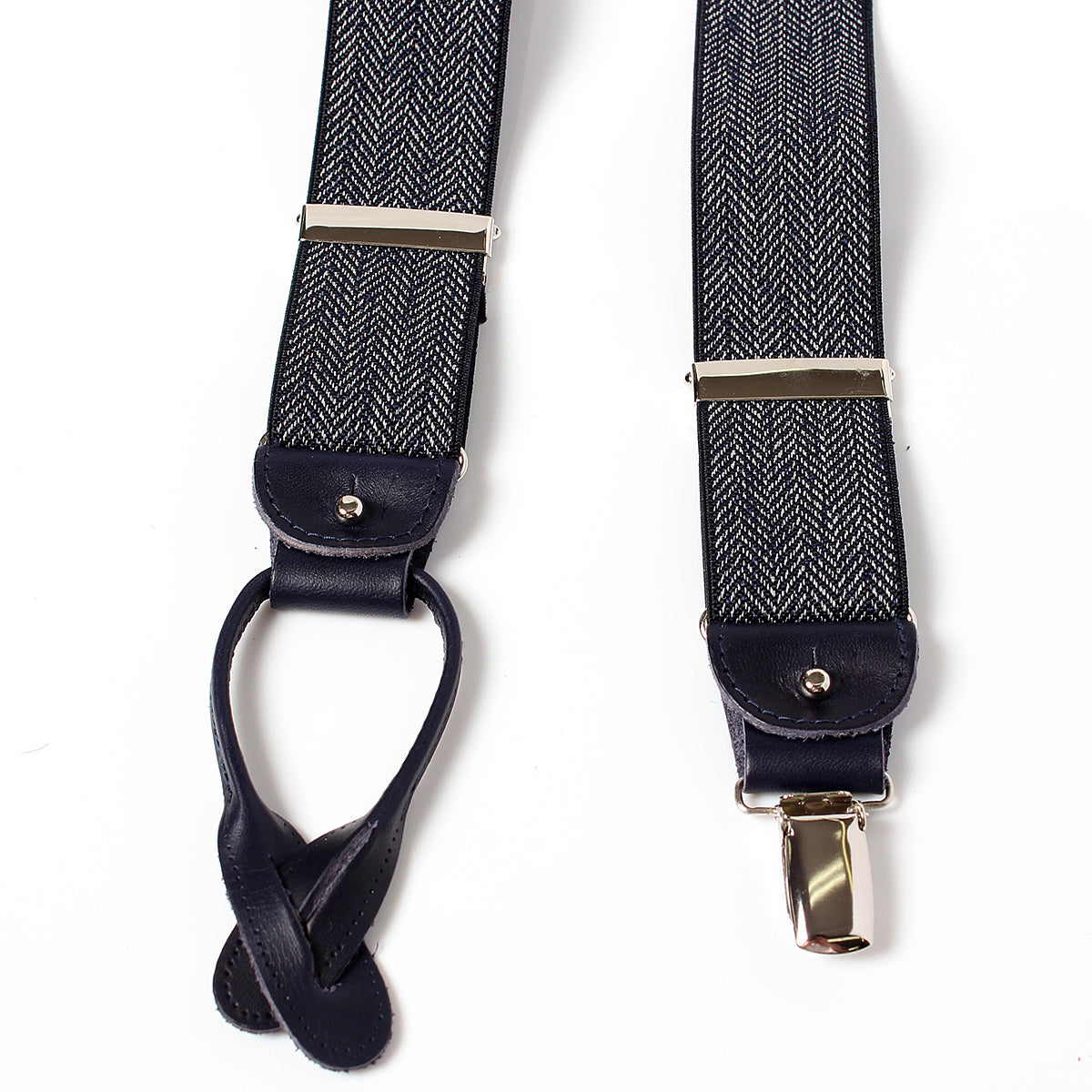 サスペンダー アルバートサーストン 英国製 35mm ヘリンボーンネイビー