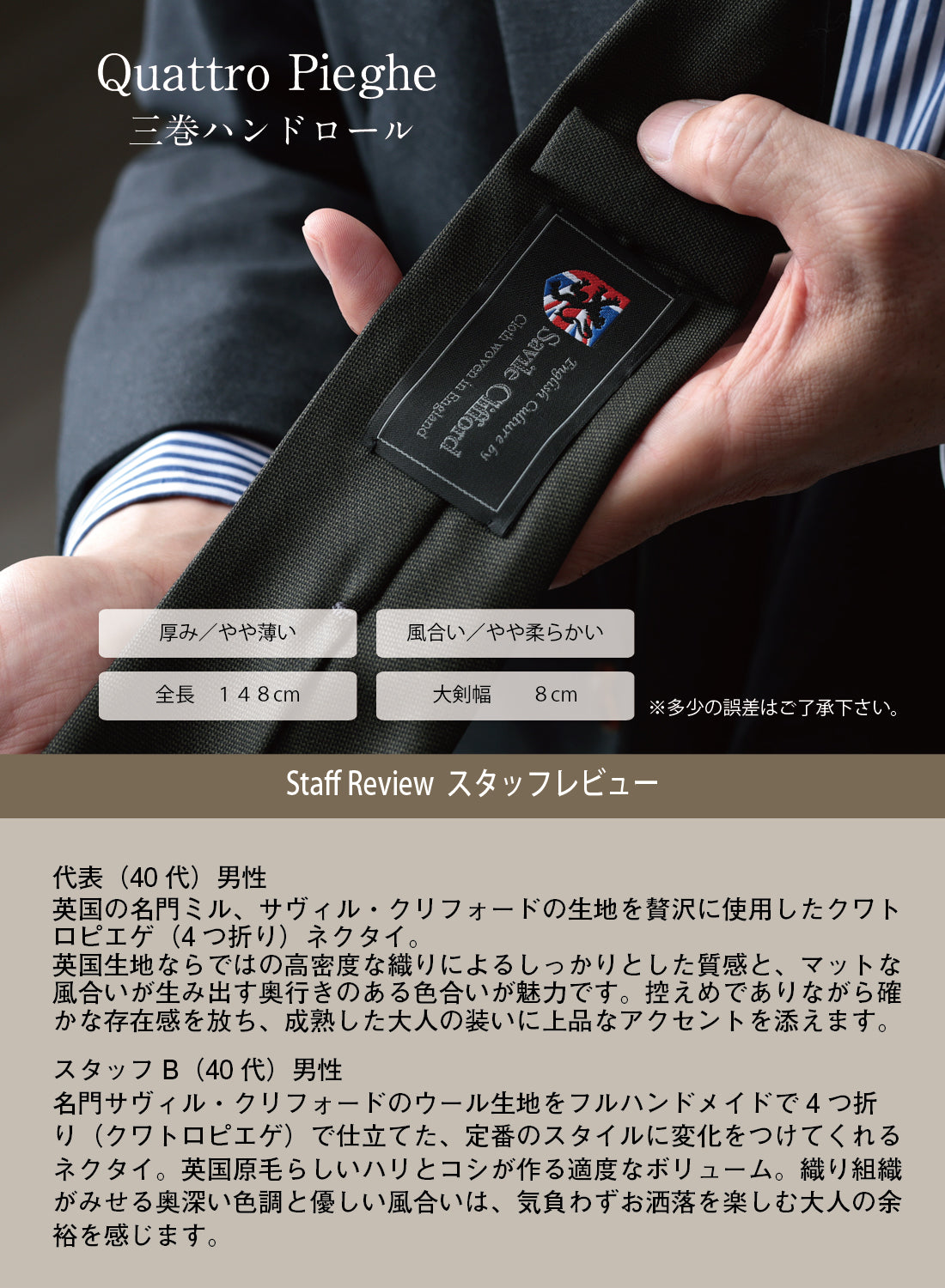 ウール クワトロピエゲ Savile Clifford 芯有
