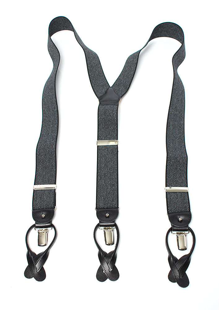 サスペンダー アルバートサーストン 英国製 35mm ヘリンボーングレー
