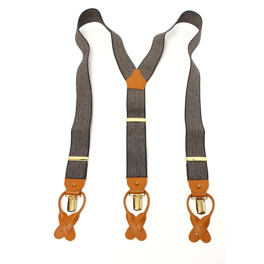 サスペンダー アルバートサーストン 英国製 35mm ヘリンボーンブラウン
