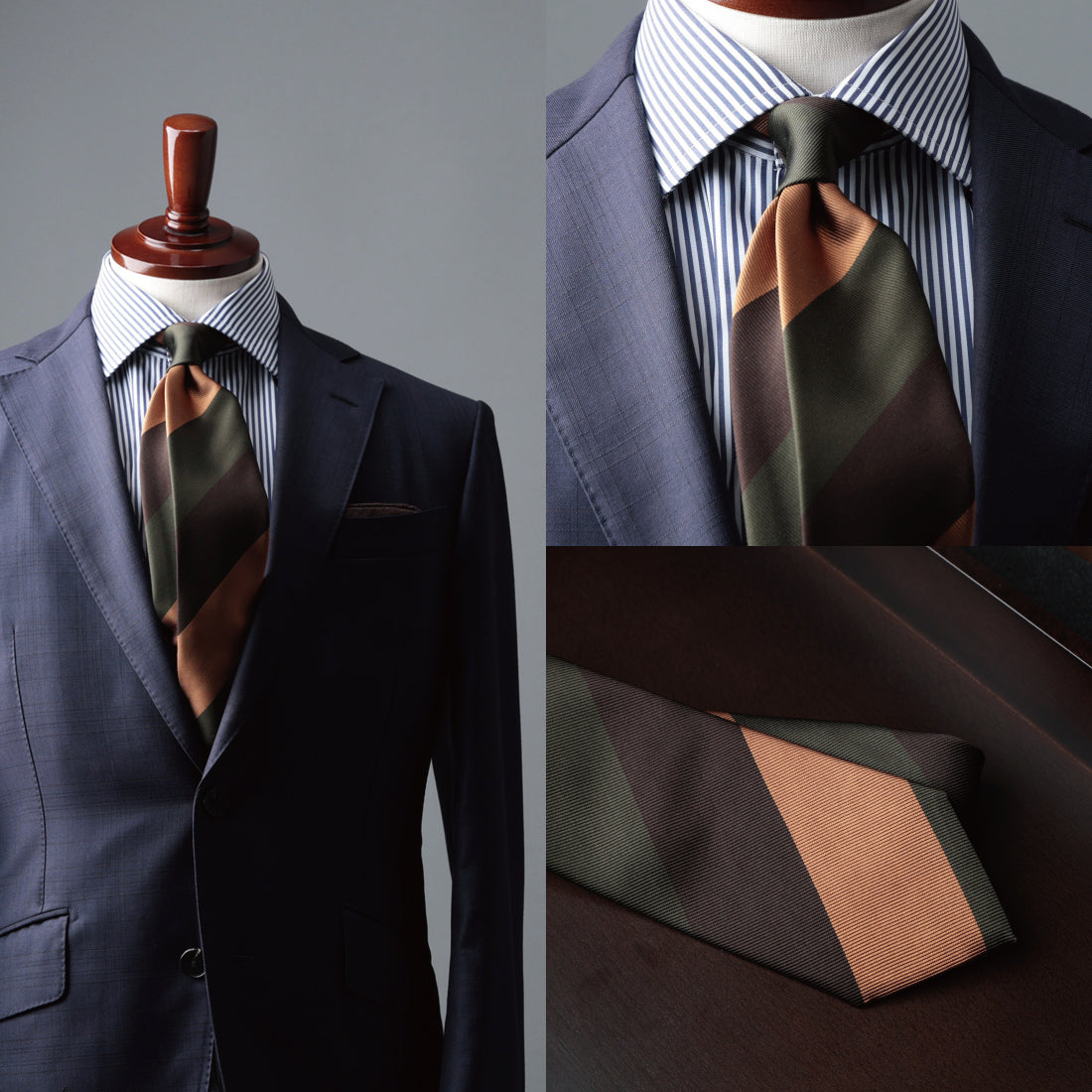 シルク 三段 ストライプ 12レップ ハイクオリティ