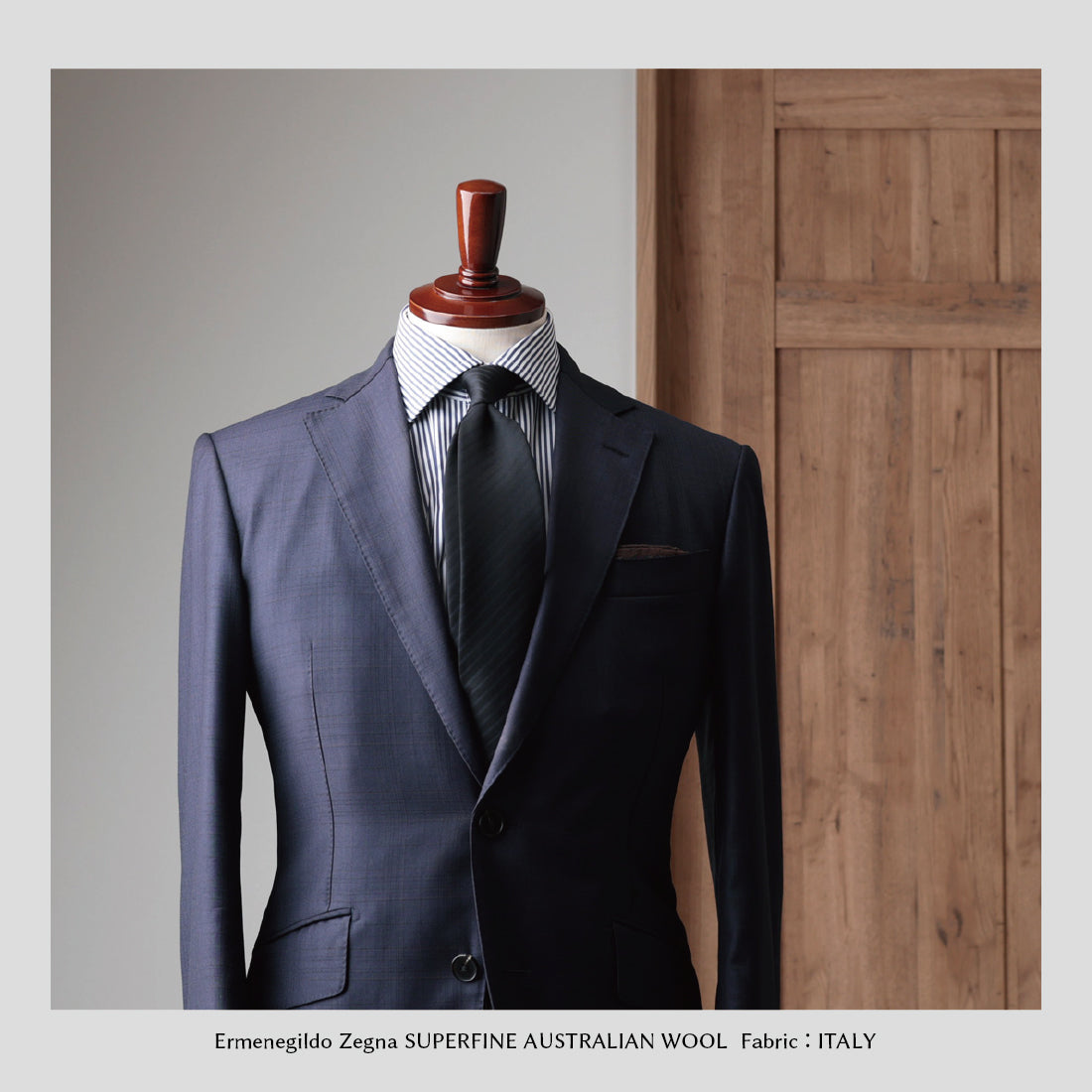 Zegna TROFEO ブルーグレー柄ウールジャケット、ノッチドラペルとフラップポケット