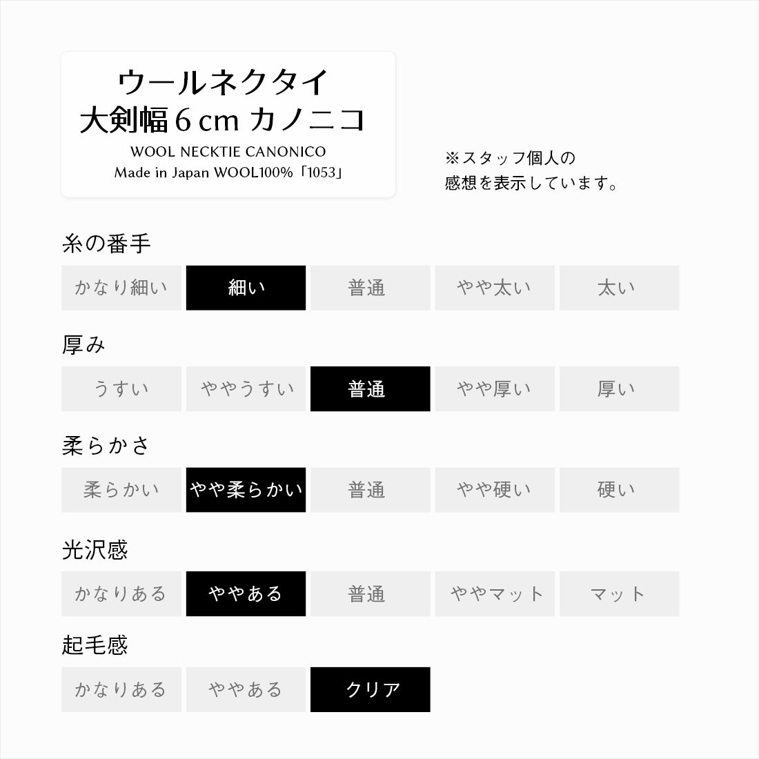CANONICO ウール 大剣幅6cm ナロータイ