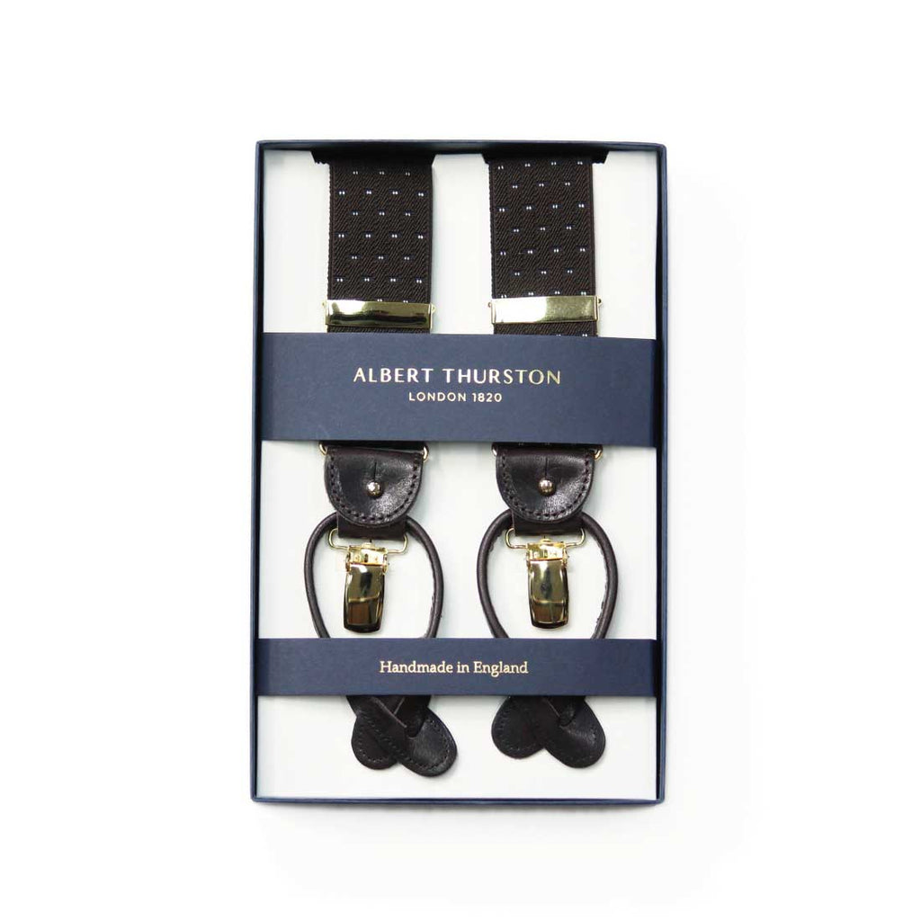 [ALBERT THURSTON] アルバートサーストン サスペンダー ペイズリー グレー ブラック AT-2676/1 ALBERT THURSTON サスペンダー ペイズリー柄 エンジ エラスティック 35mm[フォーマルアクセサリー] ALBERT  THURSTON/ヤマモト - ApparelX アパレル資材卸通販・仕入れ