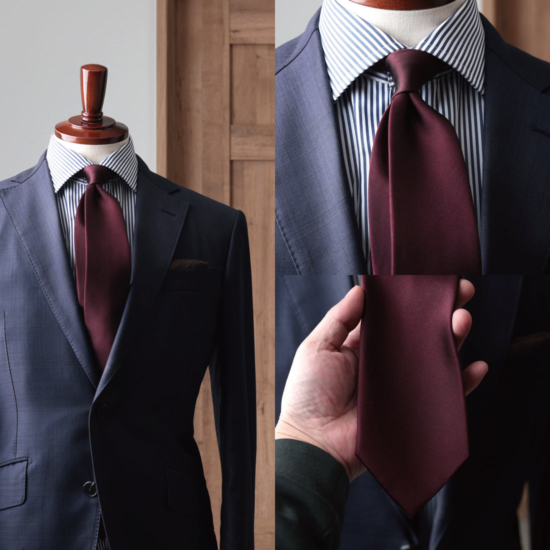 Charvet ネクタイ ソリッド 無地 ボルドー シルク100 フランス製 SALE ソリッド ネクタイ シルク 国内縫製 | Y&TAILOR